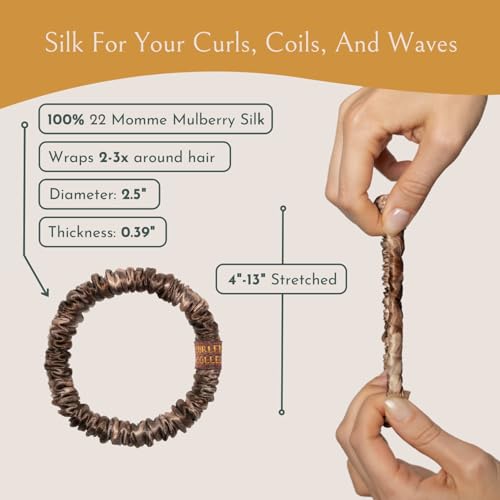 Curlfriend Mulberry Silk Skinny Hair Scrunchies 4 Pack - Honey/Deep Bronde