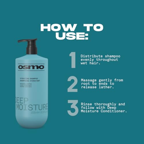 Osmo Deep Moisture Shampoo 33.8 Fl Oz - Quench & Tame Frizz with Ylang Ylang & Patchouli Oil