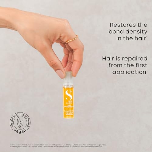 ALFAPARF MILANO Semi di Lino Reconstruction Reparative SOS Emergency Oil - Hair Breakage Treatment for Strengthening, Smoothing & Repairing Damaged Hair - Hydrating Hair Oil - Vegan (6 Vials/2.64 oz)