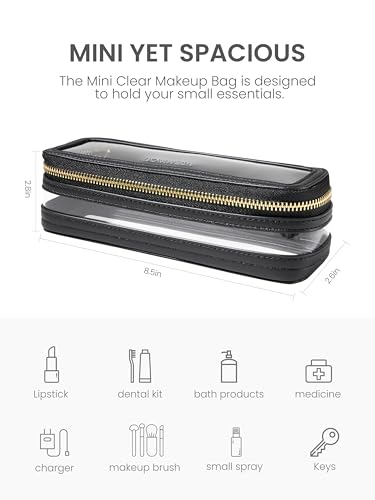 Small Waterproof Toiletry Organizer Train Case Black - Transparent Makeup Bag