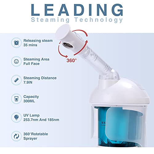 DYB Portable Facial Steamer, Nano Ionic Face Steamer with 360¡ÆRotatable Sprayer,Mini Facial Steamer for Salon and Spa,1 Piece Headband and 4 Pieces Steel Skin Kits.