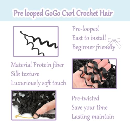 Pre Looped GoGo Curl Crochet Hair 12 Inch - 9 Packs Blonde & Black