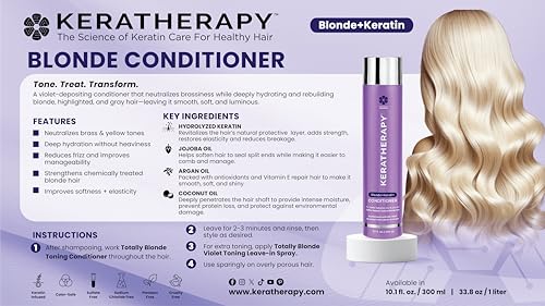 Keratherapy Totally Blonde Violet Toning Conditioner, 10.1 fl oz – Purple Color-Treated Hair Conditioner
