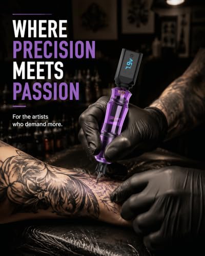 Wireless Tattoo Gun Kit with 2 Batteries - Purple for Beginners
