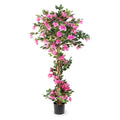 Rose Red Artificial Bougainvillea Tree - 4ft 11in Faux Tropical Plant with Pot for Indoor Outdoor Decor