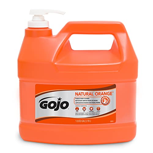 GOJO Natural Orange Pumice Hand Cleaner Pump Bottle 128 Fl Oz - Rapid Dirt & Grease Removal