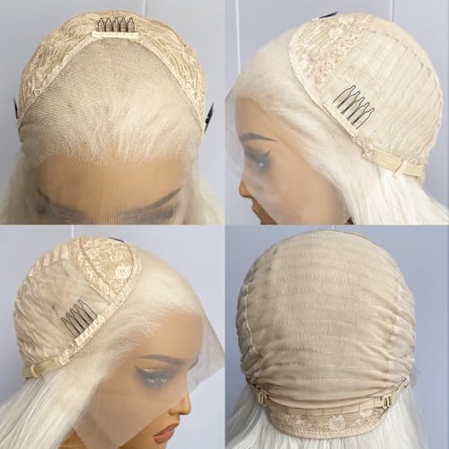 White Long Body Wave Synthetic Lace Front Wig for Women - Heat-Resistant