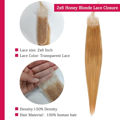 Honey Blonde 2x6 HD Lace Frontal Closure 10 Inch Straight Brazilian Virgin Hair
