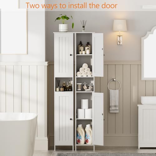 Tall Bathroom Storage Cabinet - White 11.8W Slim Vertical Organizer
