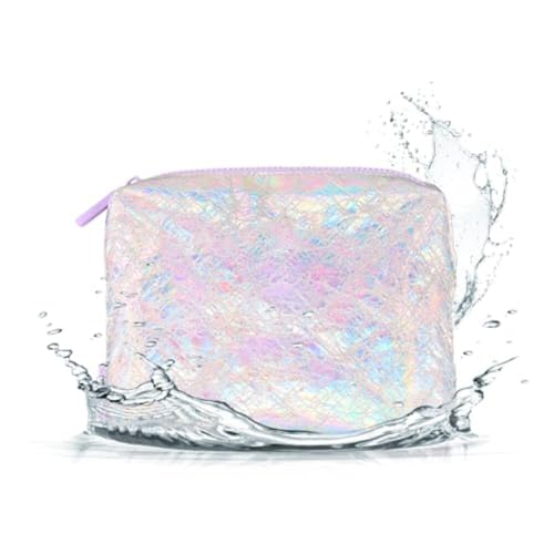 Iridescent Crinkle Makeup Bag - Water-Proof Tyvek Cosmetic Organizer