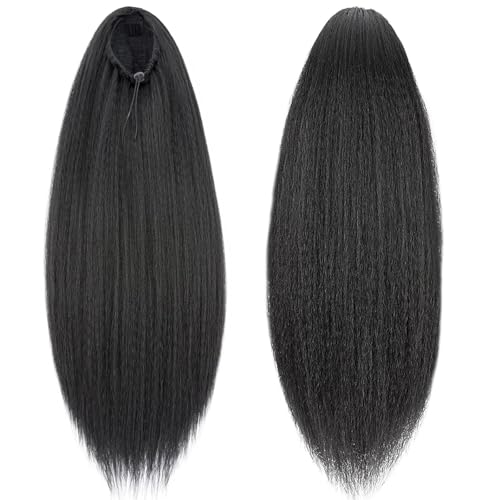 YOUTH HAIR Yaki Straight Ponytail Extension 24 Inch Drawstring for Black Women