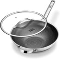 13-Inch Ceramic Nonstick Wok with Lid - Tri-Ply Stainless Steel Cooking Pan