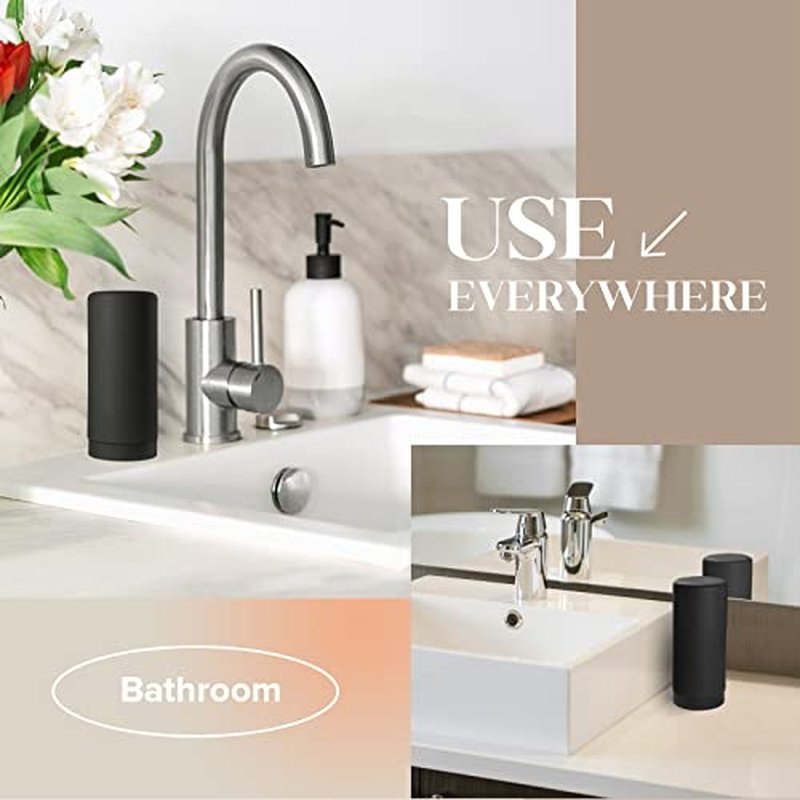 Easy Squeeze Washing Up Liquid and Hand Soap,Round refillable Silicone Bottles,Easy to Fill and to use, 8.5 oz, 2.4 x 2.4 x 5.5 inches, Dish Soap Silicone Dispenser for Kitchen Sink (Black)
