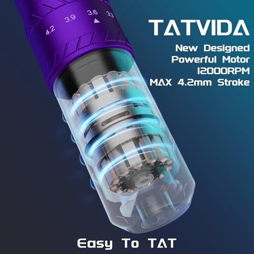 Portable Rotary Tattoo Machine with 2400mAh Battery - Medium Purple, 7 Stroke Options