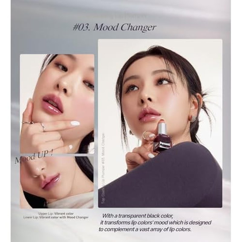 Heart Percent Dote On Mood Top Coating Lip Plumper, High-Shine Glossy Finish Tone Down Color & Mood Changing Lip Gloss 03. Mood Changer