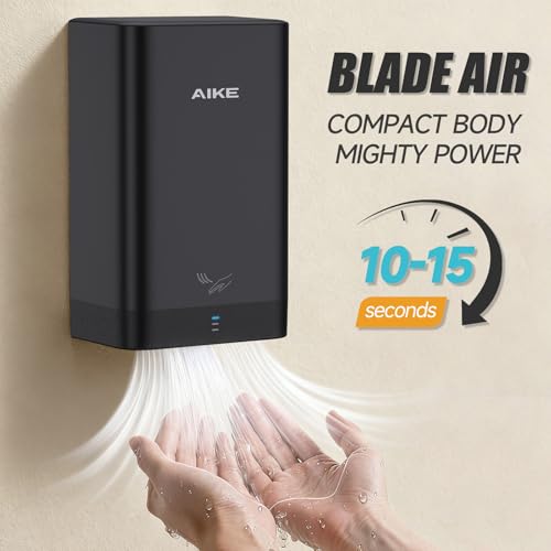 AIKE Compact Hand Dryer for Bathroom Black 110V - Touch-Free, Space Saving
