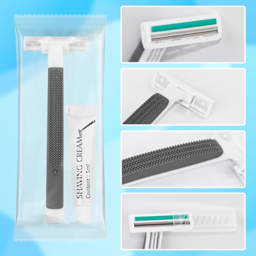 Disposable Razors Bulk, Razors Individually Wrapped Bulk, Travel Razors Bulk With Shaving Cream For Hotels, Shelters, Homeless, Nursing Homes, Charities, Churches, Gray (100-PACK)