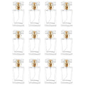 Glass Perfume Bottle Empty Refillable 12Pack Clear Travel Perfume Spray Atomizer Bottle 30ml Perfume Fine Mist Spray Perfume Bottle Atomizer Container with Sprayer Applicator (Clear Square 30ml 12PCS)