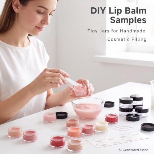 3 Gram Sample Containers with Lids, 200 Count, Black Lid