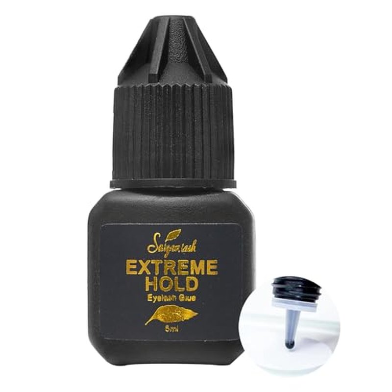 Extreme Hold Eyelash Extension Glue ? 0.5?1s Drying Time, 8 Weeks Retention, 5ml Black Lash Adhesive for Classic & Volume Lashes, Salon Use, Fast Bonding Lash Glue