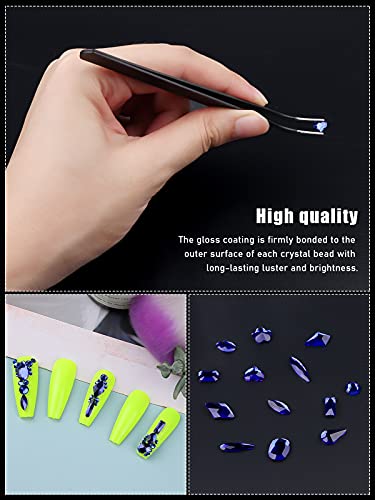 EBANKU Blue Nail Gems Rhinestones Kit 3100pcs for Nail Art & Crafts - Variation B