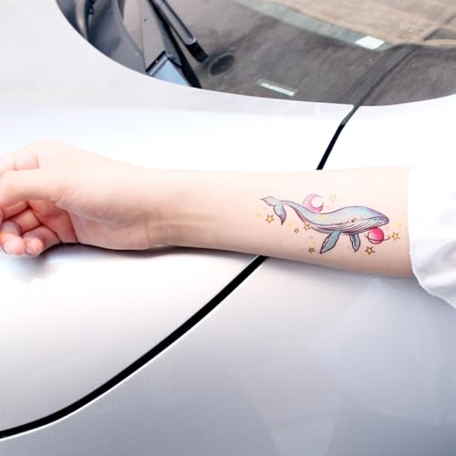 6 Sheets Tiny Small Temporary Tattoos For Women Men Finger Hands Neck Wrist Face, Cute Long Lasting Cartoon Fake Tattoo Stickers For Kids Boys Girls Rabbit Owl Snake Lion Eagle Whale