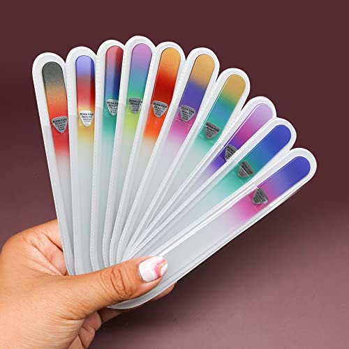 Crystal Glass Nail File Set - 10 Pc Premium Manicure Tools for Natural Nails