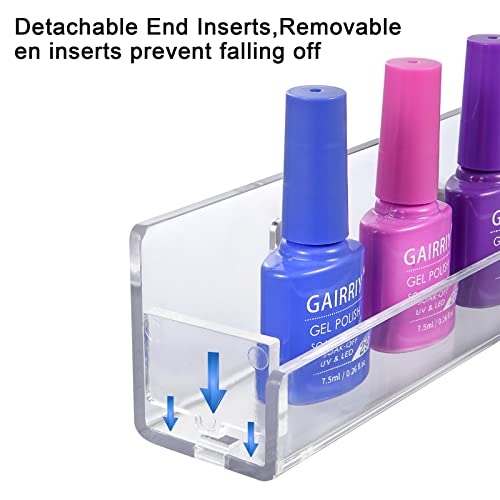 trophable 8 Pack Nail Polish Rack Wall Mounted Shelf with Removable Anti-Slip End Inserts, Clear Acrylic Nail Polish Organizer Wall Rack Display 128 Bottles¡¦
