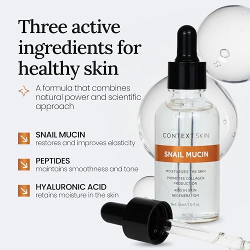 Context Skin Snail Mucin Serum for Face - Lightweight Hydrating Facial Serum with Snail Extract - Fast-Absorbing Formula for Smooth-Feeling Skin and Natural Glow -1 Fl Oz