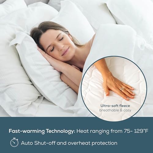 Electric Heated Underblanket with 8 Heat Settings - Soft Fleece, Auto Shut-Off