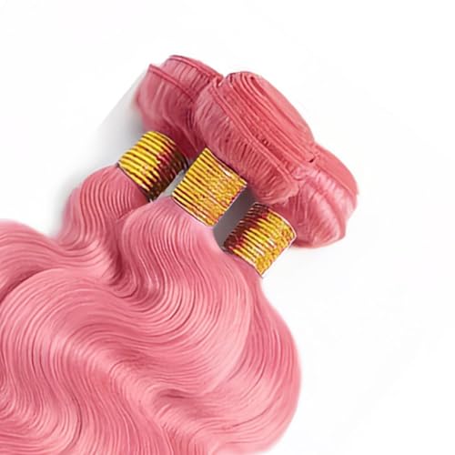 Pink Human Hair Bundles 3 Pcs 8-30 Inch Body Wave Straight Brazilian Weft