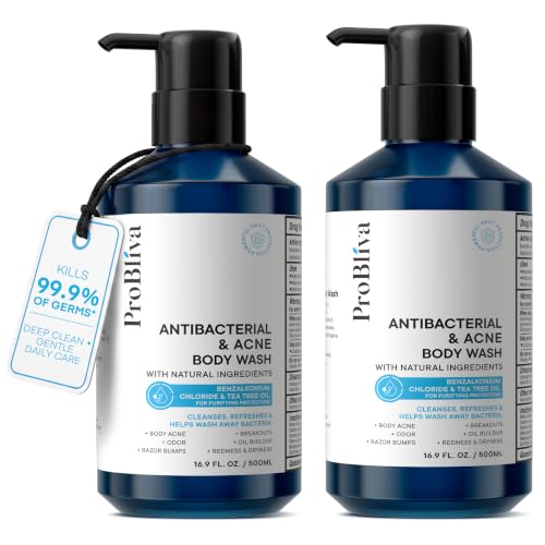 Antibacterial Body Wash 2-Pack for Body Acne & Odor - Men & Women
