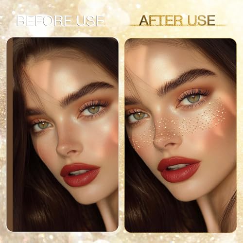 Glitter Freckles Face Tattoo, 24 Count Brown Face Glitter Speckles Makeup Patches, Glow Up Makeup Patches, Cute Glitter Freckles Makeup Accessories for Women
