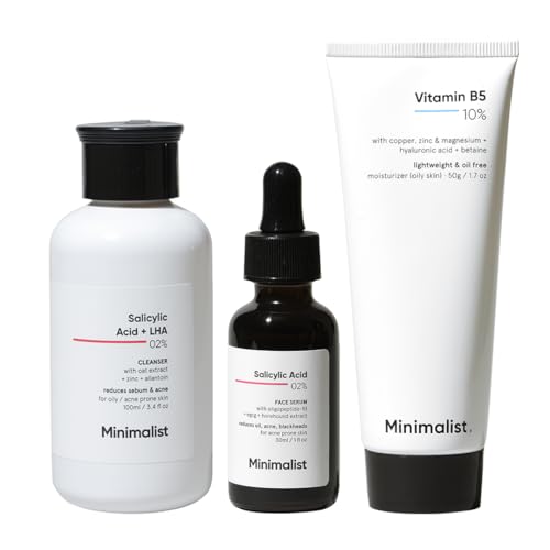 Minimalist Acne Treatment Skincare Kit for Face - Cleanser, Serum & Moisturizer