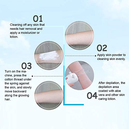 Threading Hair Removal, Hair Remover Electric Face Eyebrow Threading Epilator USB Charging Cotton Thread Depilation Machine Device for Women Girls Ladies ()