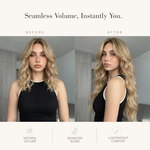 24 Inch Wavy Clip-In Hair Extensions - Honey Blonde Highlights, Left & Right Face-Framing Design