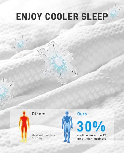 PERLECARE Twin Mattress Topper 4 Inch Dual Layer Cooling Gel Memory Foam - Deep Pocket