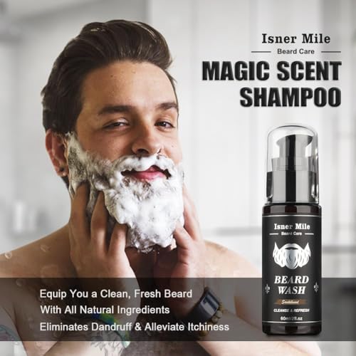 Comfy Mate Sandalwood Beard Grooming Kit for Men - Wash, Balm, Brush & Comb