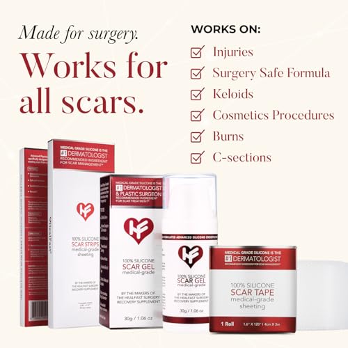 HealFast Scar Care Bundle - Silicone Gel, Sheets & Tape for Surgery - Variation of THIS listing