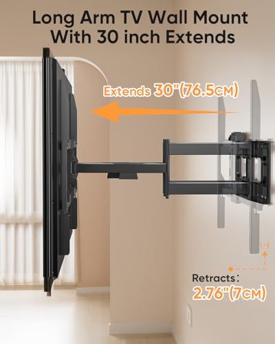Heavy Duty 98 Inch TV Wall Mount with Power Strip for 50-100 Inch TVs - Full Motion, Swivel, Tilt, Extend, Supports Up to 220 lbs, VESA 800x600mm, Fits Wood Studs