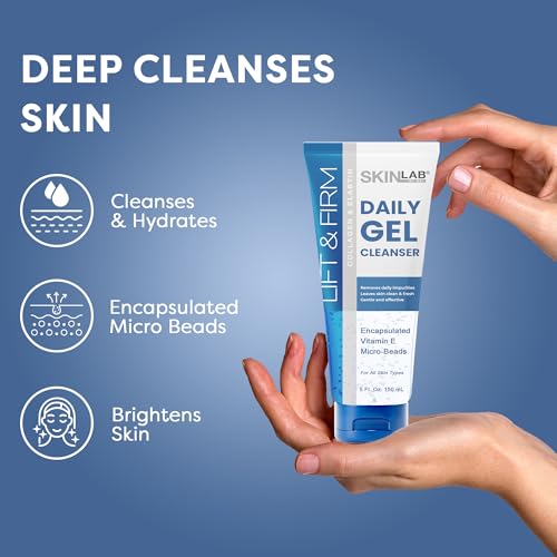 SKIN LAB Lift & Firm Face Wash Gel Cleanser ? Hydrating & Moisturizing Facial Cleanser for Women ? Gentle Gel Face Wash for Dry, Sensitive, Aging Skin with Vitamin E ? 4 Fl. Oz.