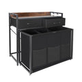 Rolling Laundry Sorter with Wheels 3-Section Hamper, 120L Capacity, with Shelves and Drawers