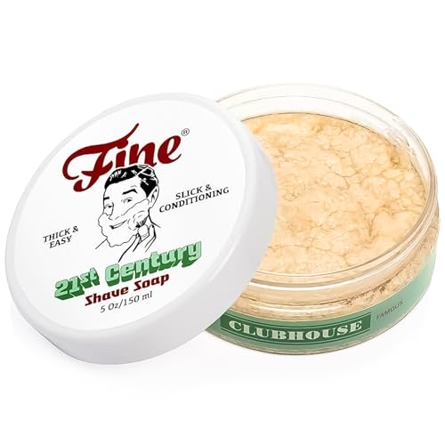 Mr. Fine 21C Shaving Soap for Men, Thick Lather, No Artificial Colors, 5oz - Clubhouse Edition