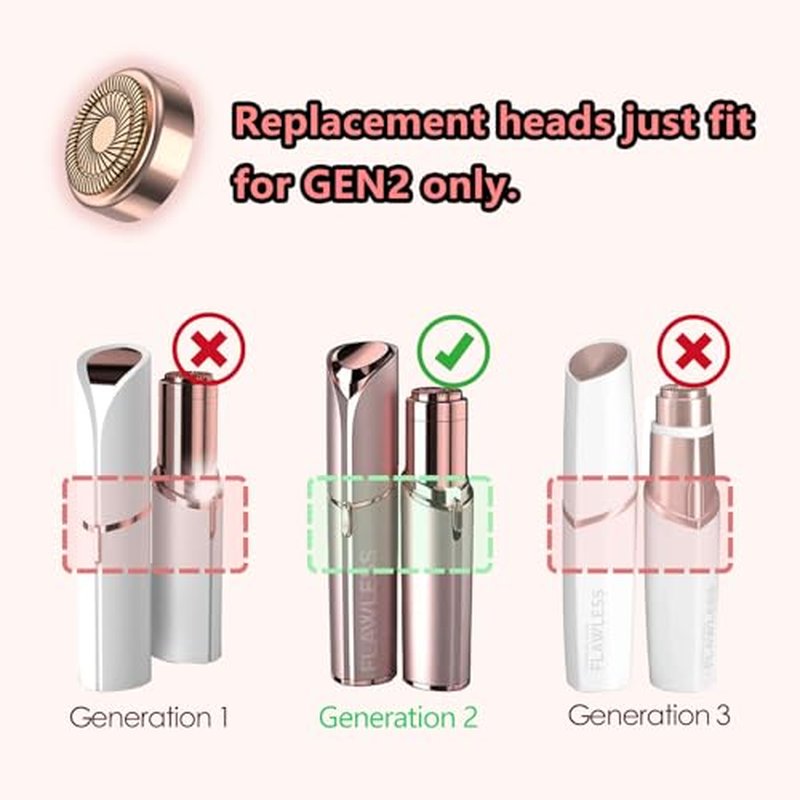 Generation 2 Replacement Heads for Flawless Facial Hair Remover, Replacement Blades for Finishing Touch Flawless Hair Removal, Women's Facial Hair Remover Replacment Heads Generation 2 (4 Packs)