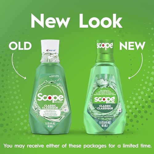 Crest Scope Classic Mouthwash Original Formula - 67.62 Fl Oz Pack of 4 - Fresh Mint Flavor