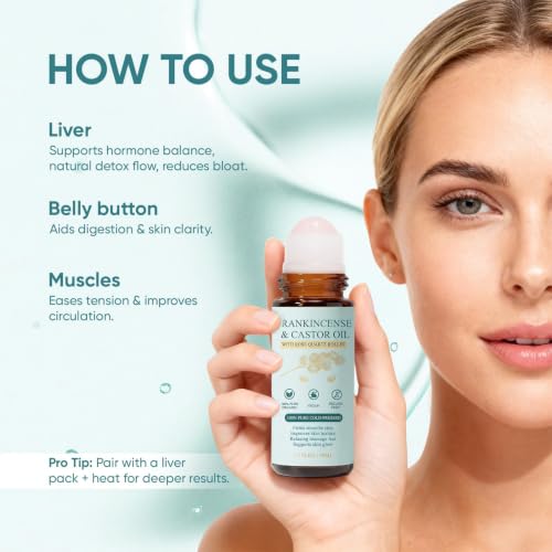 Organic Castor Oil Rose Quartz Roller Ball – Hydrating Face & Body Oil 1.7 fl oz – Variation of THIS listing