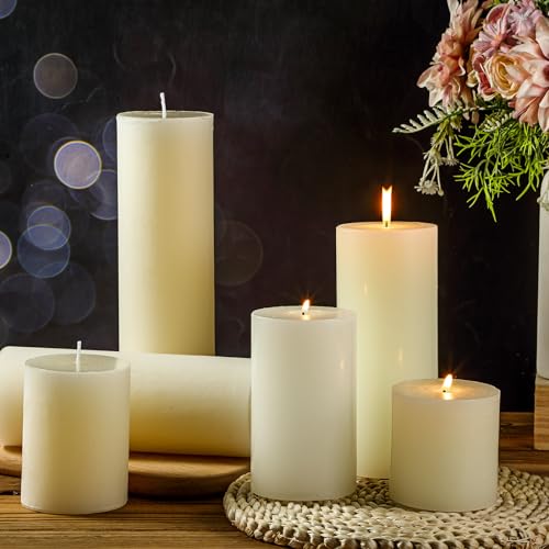 Unscented Ivory White Pillar Candles Bulk Set - Dripless, 12 Pieces Variation of THIS listing