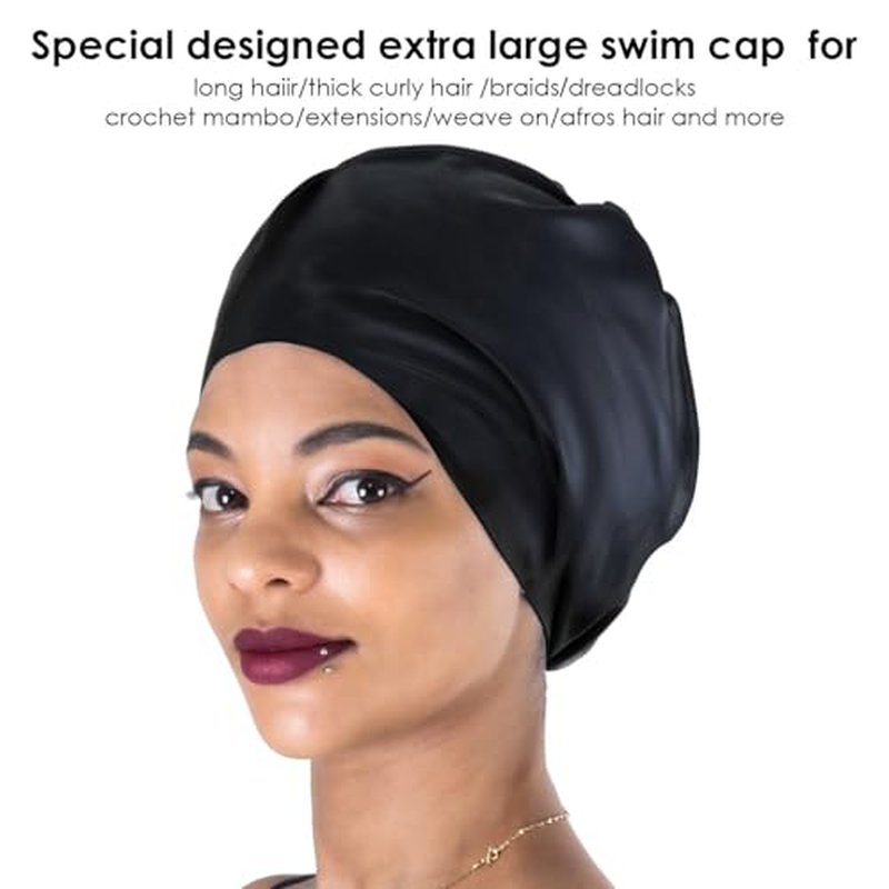 Dsane Extra Large Swimming Cap for Women and Men,Special Design Swim Cap for Very Long Thick Curly Hair&Dreadlocks Weaves Braids Afros Silicone Keep Your Hair Dry
