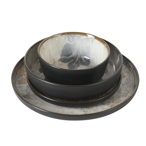 Multicolor Leaf Design Ceramic Dinnerware Set for 4 - 16 Pieces, Microwave & Dishwasher Safe