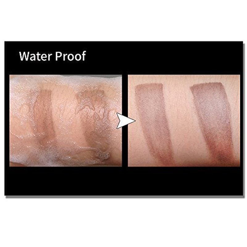 2 Colors Waterproof Air Cushion Eyebrow Cream Powder Makeup with Duo 2 End Eyebrow Brushes (Dark Brow Set)